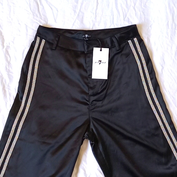 7 For All Mankind Black Pants Satin Size 2 - Picture 2 of 13